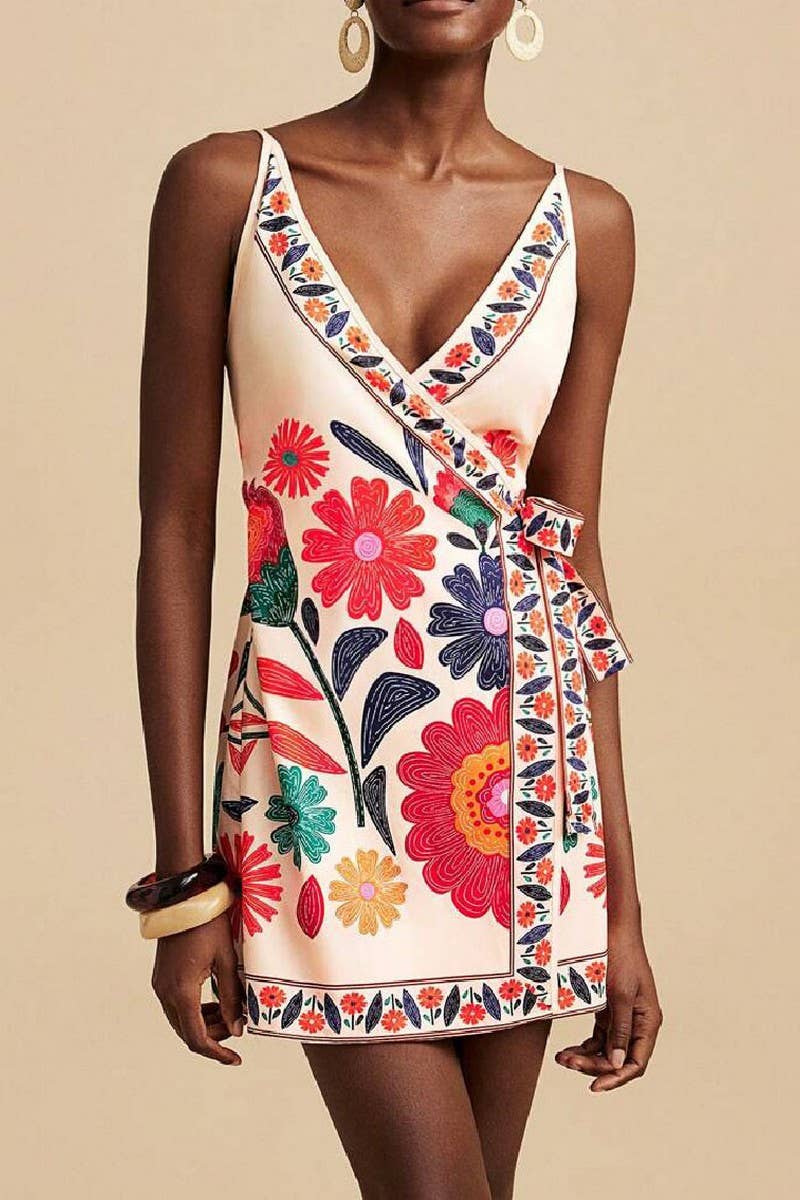 CWDSD10503_CASUAL V NECK TIE STRAP VACATION SLIP DRESS