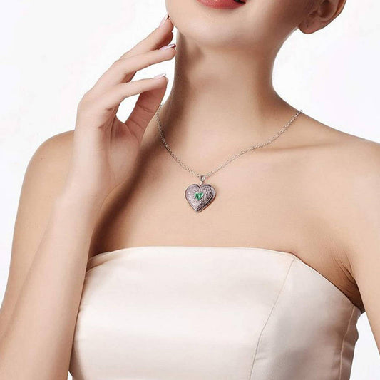 Birthstone Heart Zircon Stainless Steel Necklace_CWMM5542