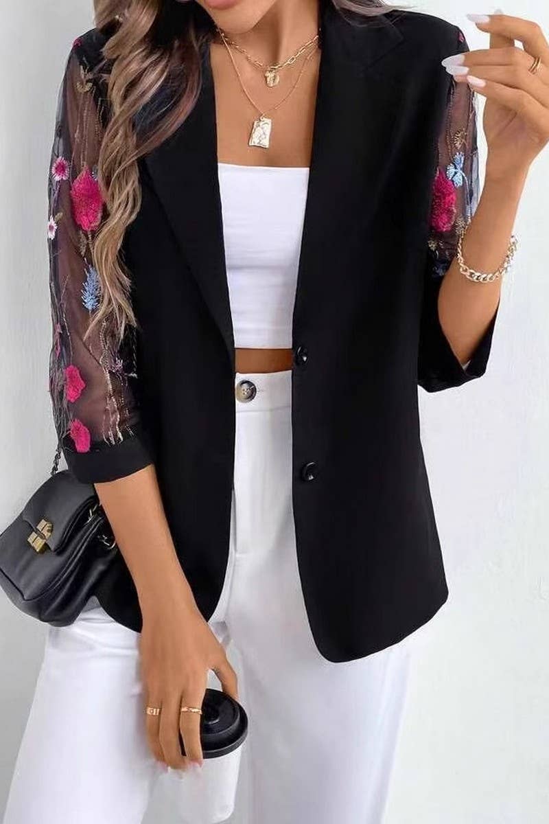 CWOJA1738_SUMMER TEMPERAMENT COMMUTING LACE SMALL SUIT