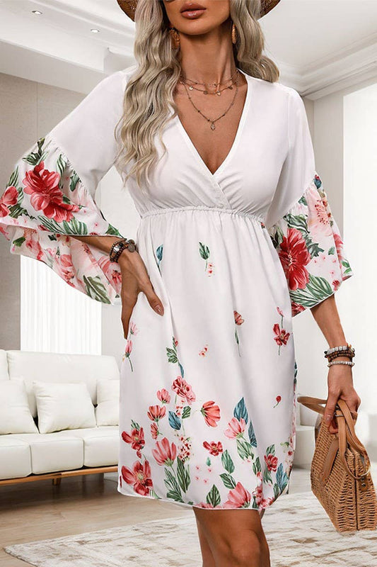 CWDSD7089_2025 NEW FIVE-POINT SLEEVE ELEGANT PRINTED DRESS