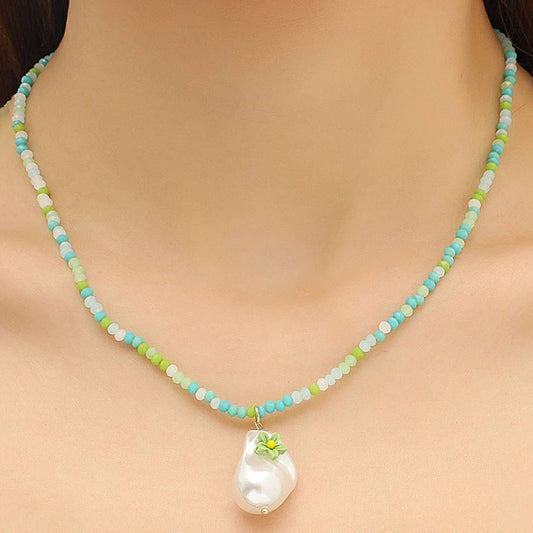 CRYSTAL PENDANT  BEADED NECKLACE