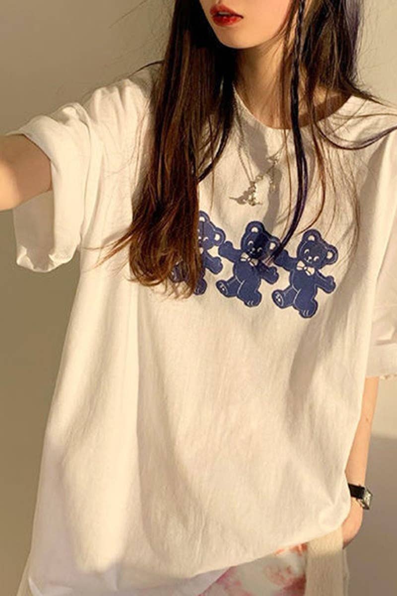 CWTTS0996_THREE BEARS PRINT SHORT SLEEVED T SHIRT