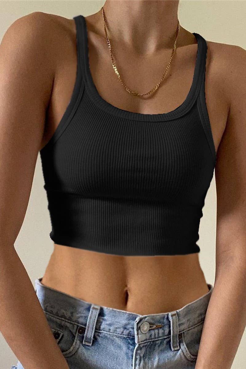 CWTTK0856_SUMMER COTTON U-NECK CROPPED CAMISOLE TOP