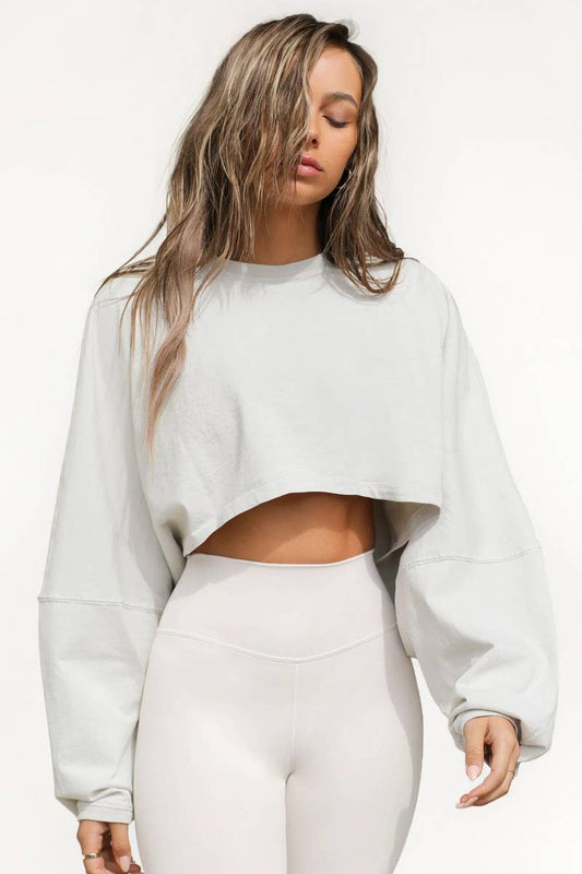 CWTBLL3985_SPORTS SHORT CROPPED ROUND NECK SWEATSHIRT