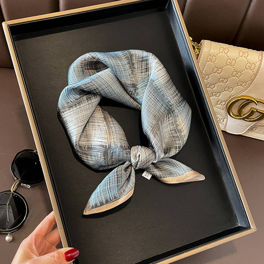 Chic Striped Silk Scarf ? Women’s Square Shawl