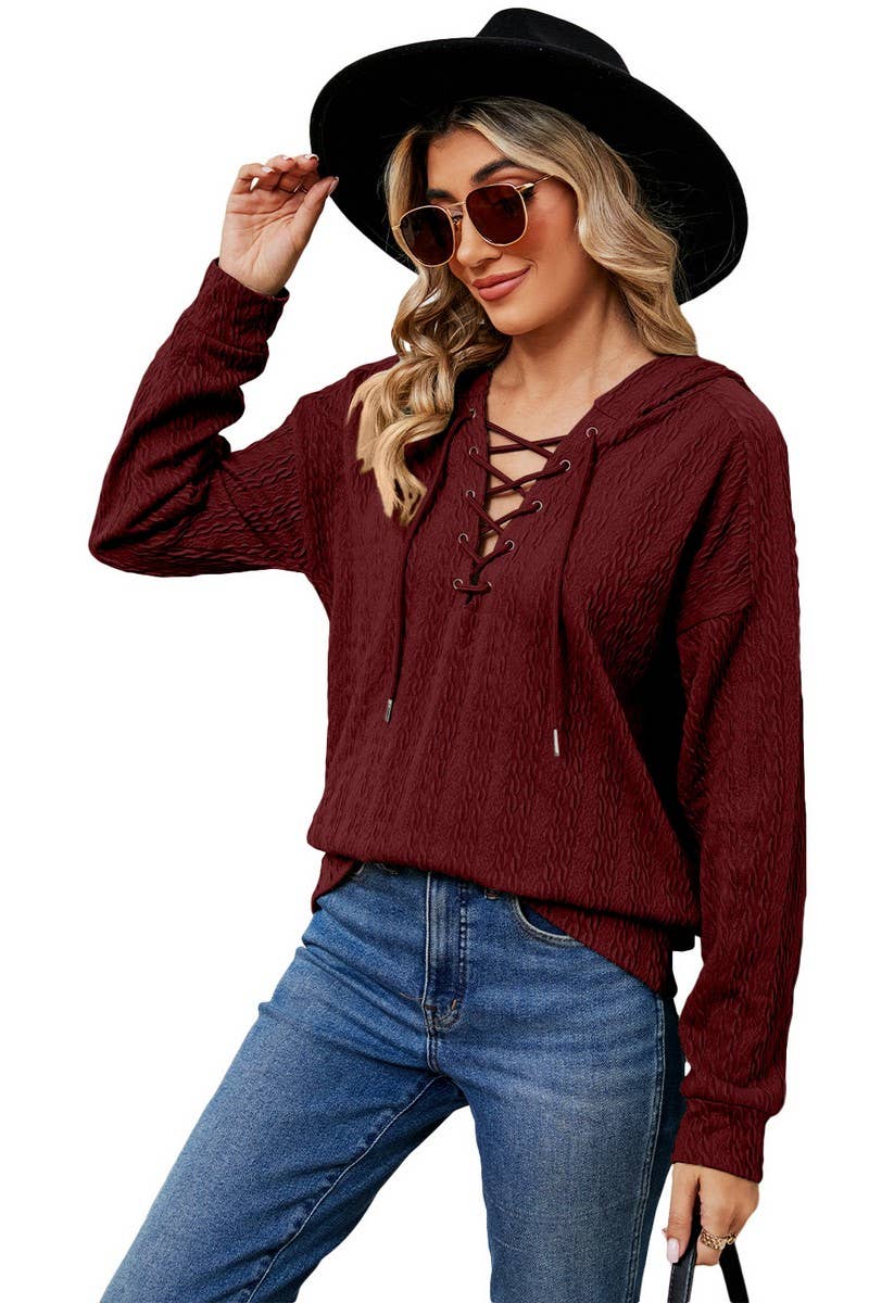 CWOHOL1096_AUTUMN AND WINTER SOLID COLOR HOODED SWEATSHIRT