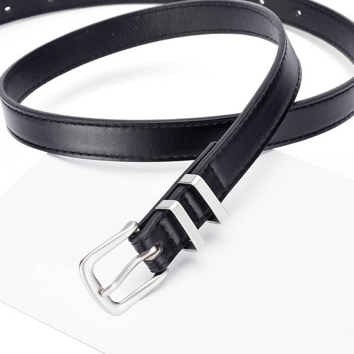 SIMPLE NEW MULTI-COLOR SILVER BUCKLE BELT_CWABE0586