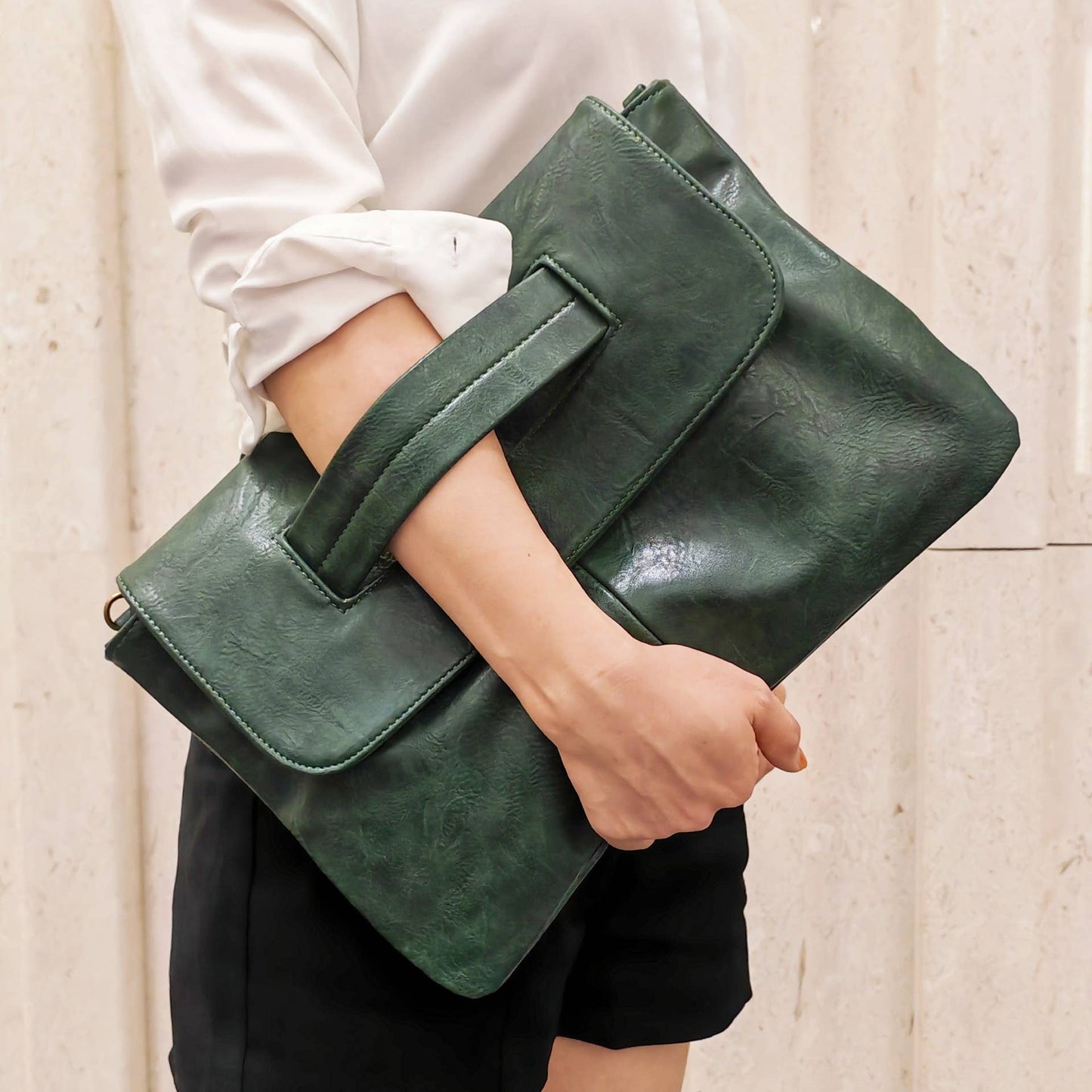 PU crossbody strap large-capacity clutch