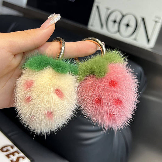 SMALL STRAWBERRY PLUSH BALL CAR KEYCHAIN PENDANT_CWMM2478