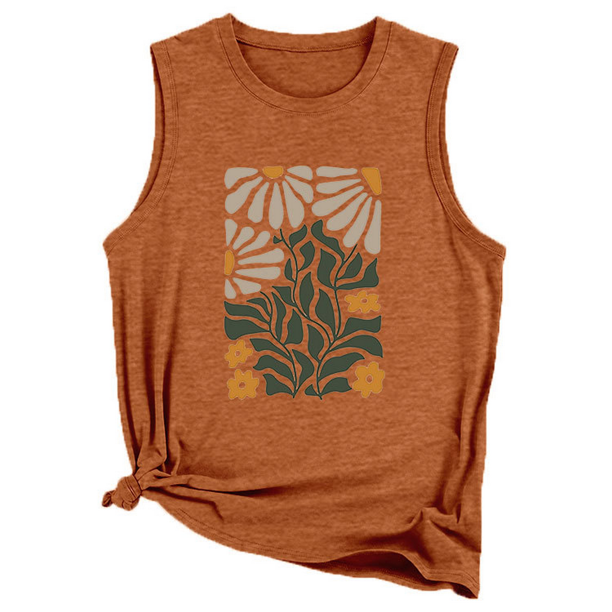 ntage Yellow Flower Vest for Women, Sleeveless_CWTTSL0414