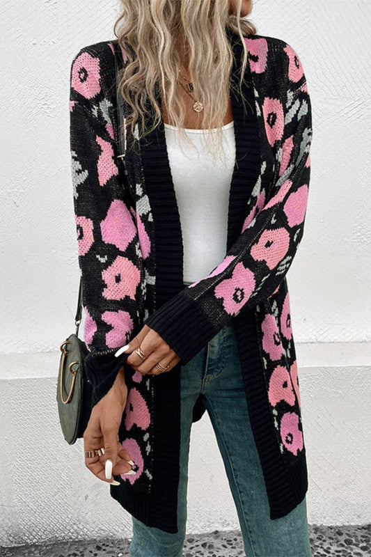 CWOCAL2141_CASUAL FLOWER LONG SLEEVE SWEATER CARDIGAN
