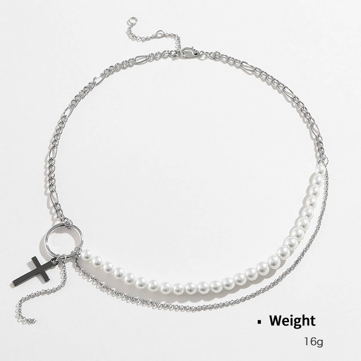 NEW CROSS PENDANT FASHION CHAIN PEARL EARRING SET
