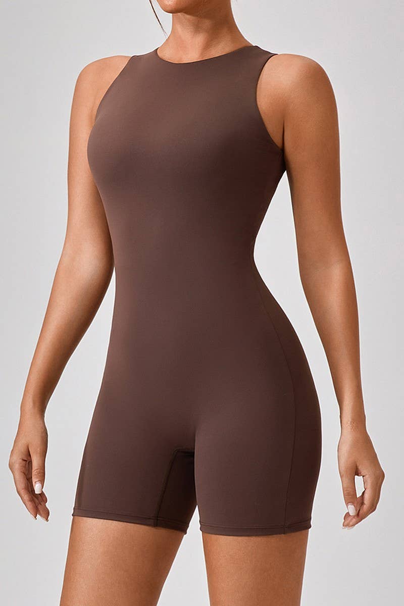 CWSBSSL0163_NUDE TIGHT BODYSUIT SPORTS FITNESS YOGA SUIT