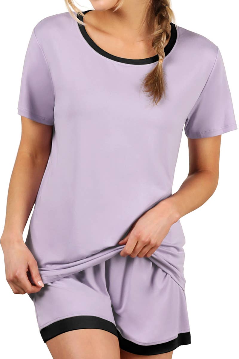 CWSPJ031-P_SHORT SLEEVE TOP WITH SHORTS PAJAMA SET