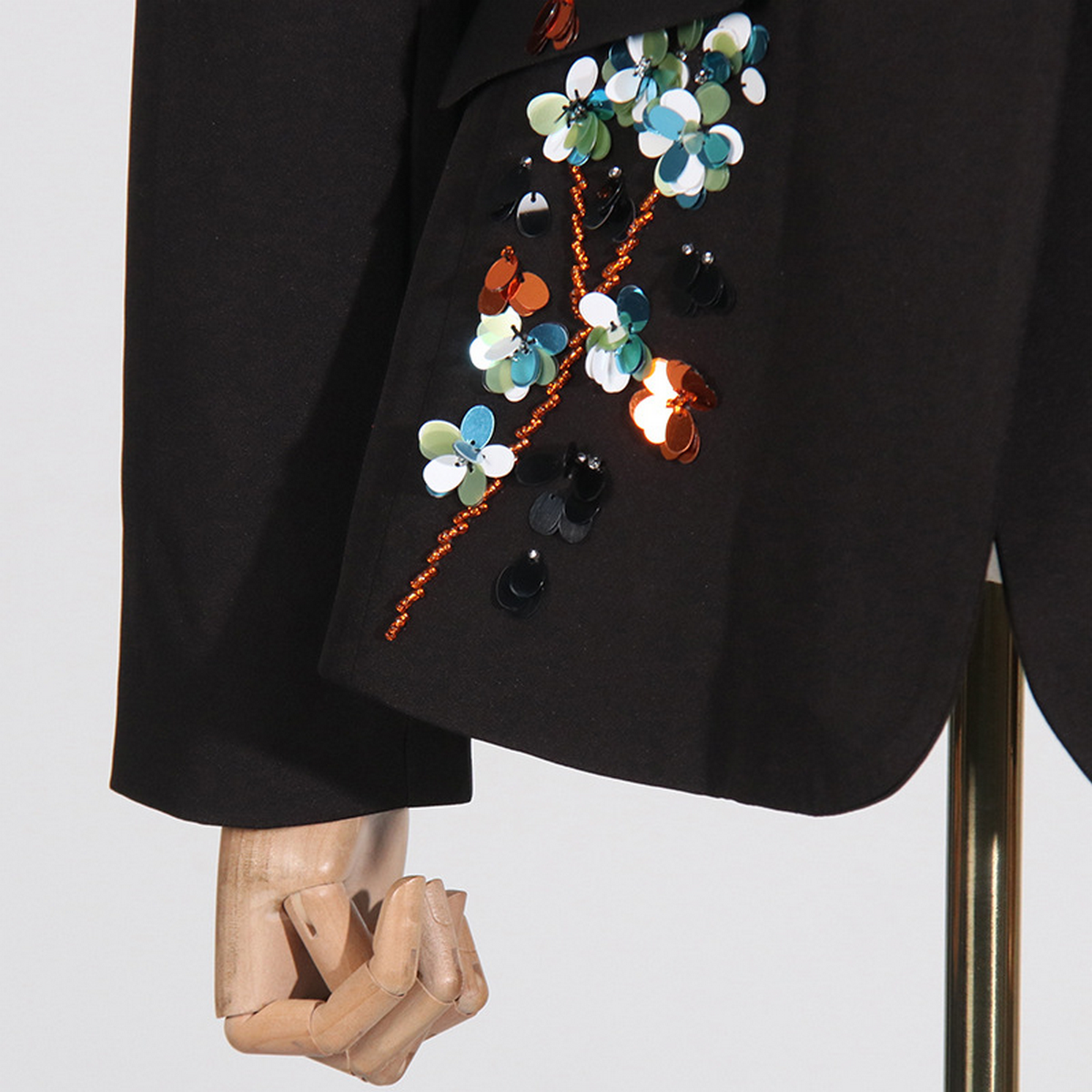 Spring Elegant V-Neck Sequin Blazer Jacket_CWOCO1230
