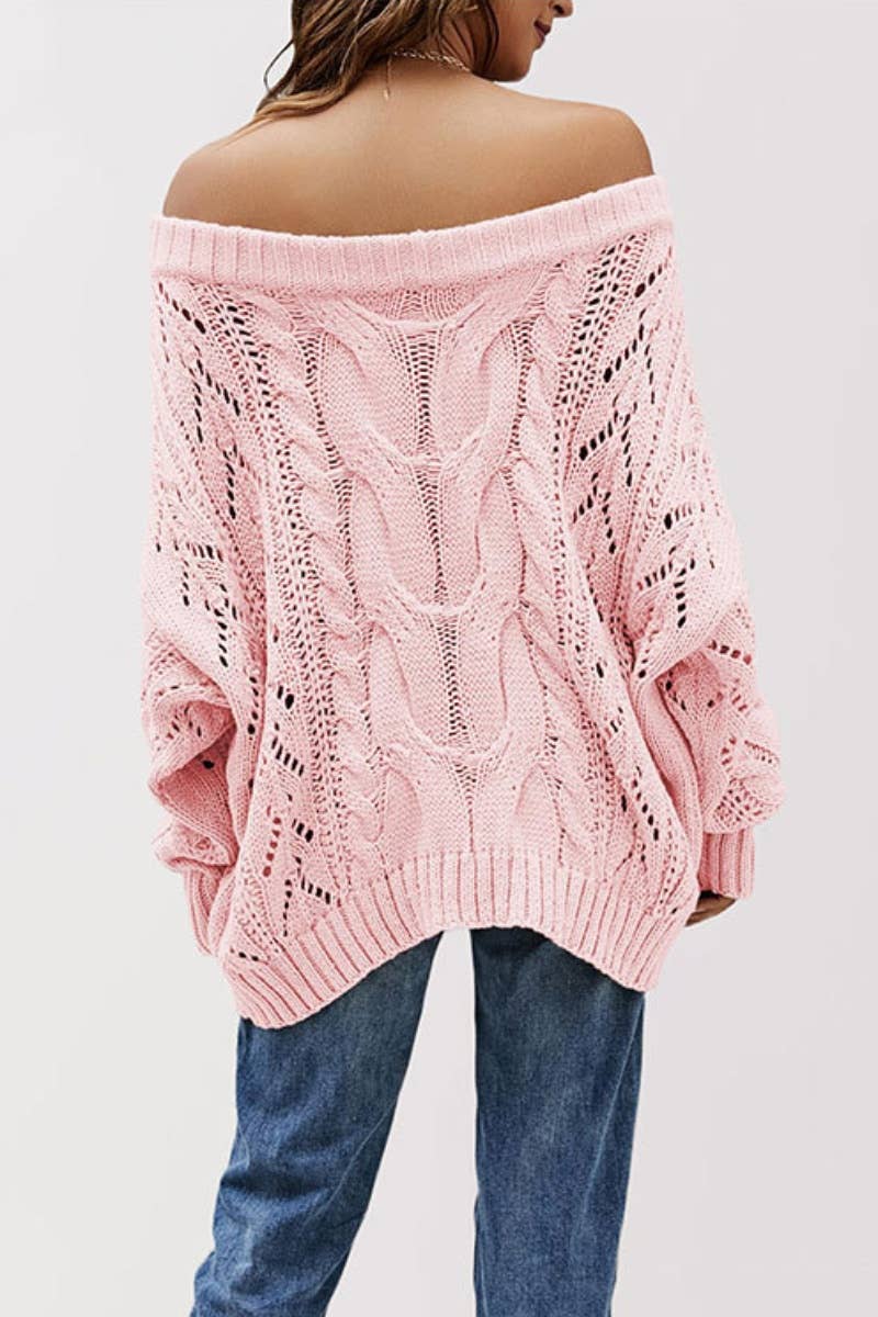 CWOSWL5842_LONG-SLEEVED SWEATER WITH CUT-OUT SHOULDER