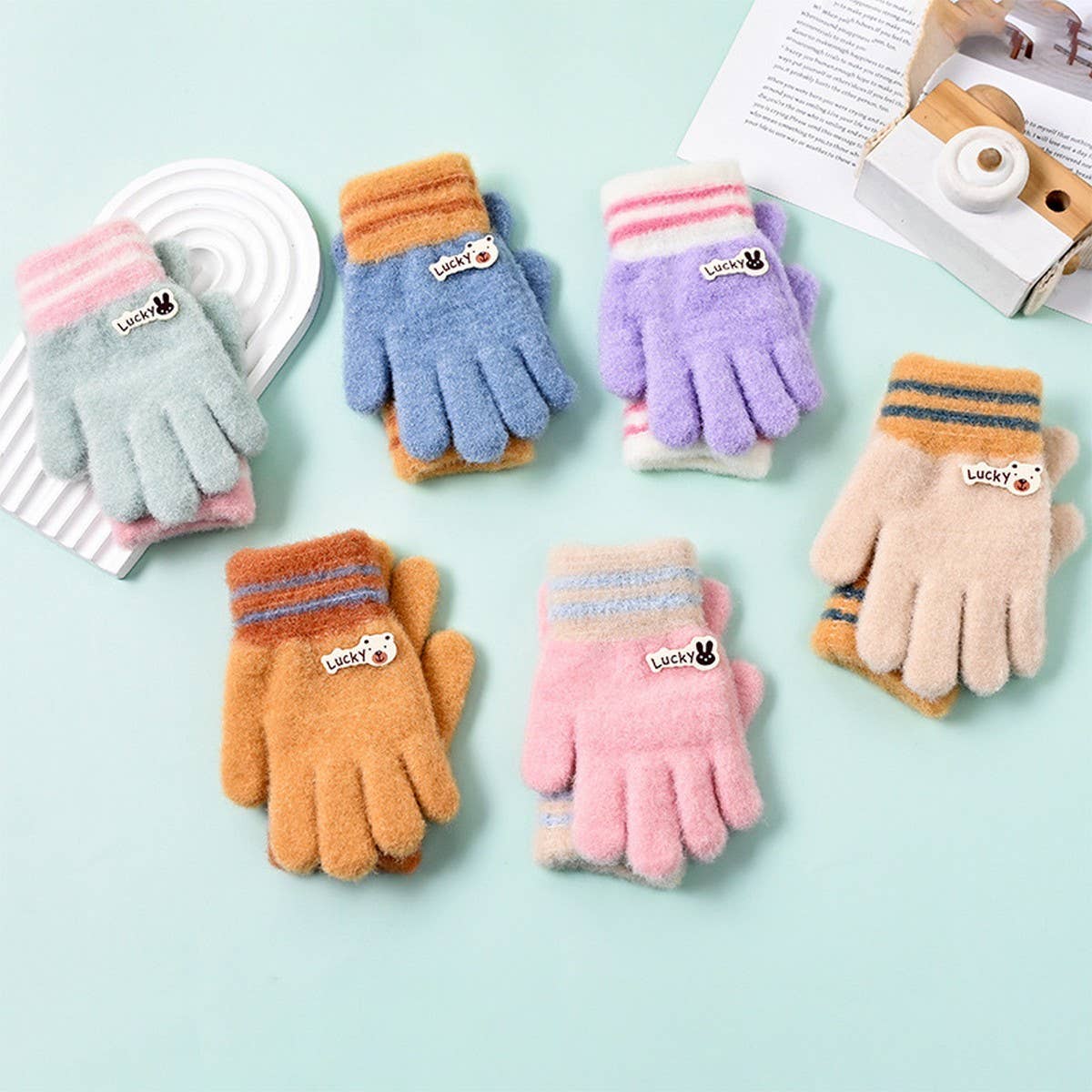CWAG0281_CARTOON FULL FINGER PLUSH CHILDREN'S GLOVES
