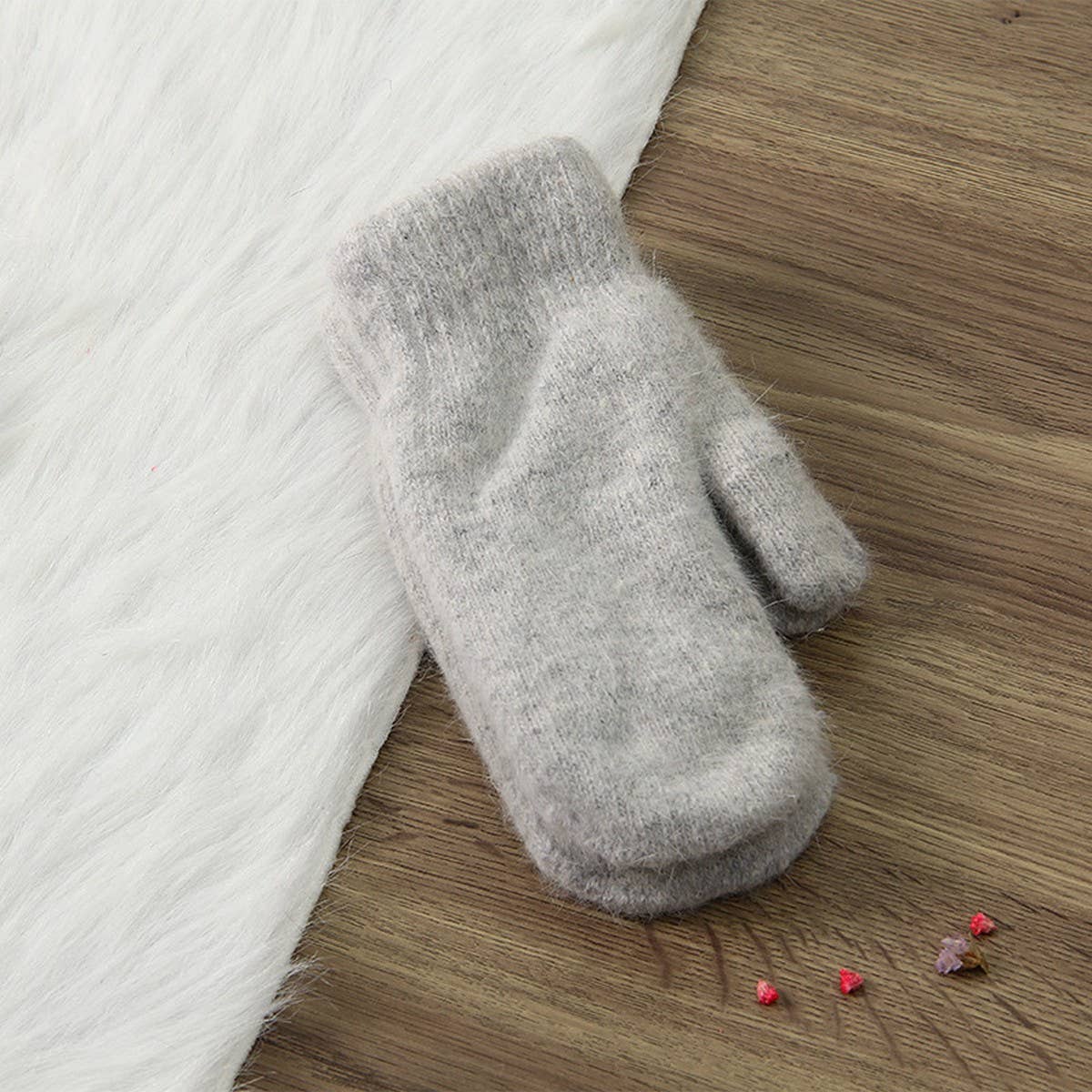WOMEN'S SOLID COLOR RABBIT FUR FULL FINGER GLOVES_CWAG00592