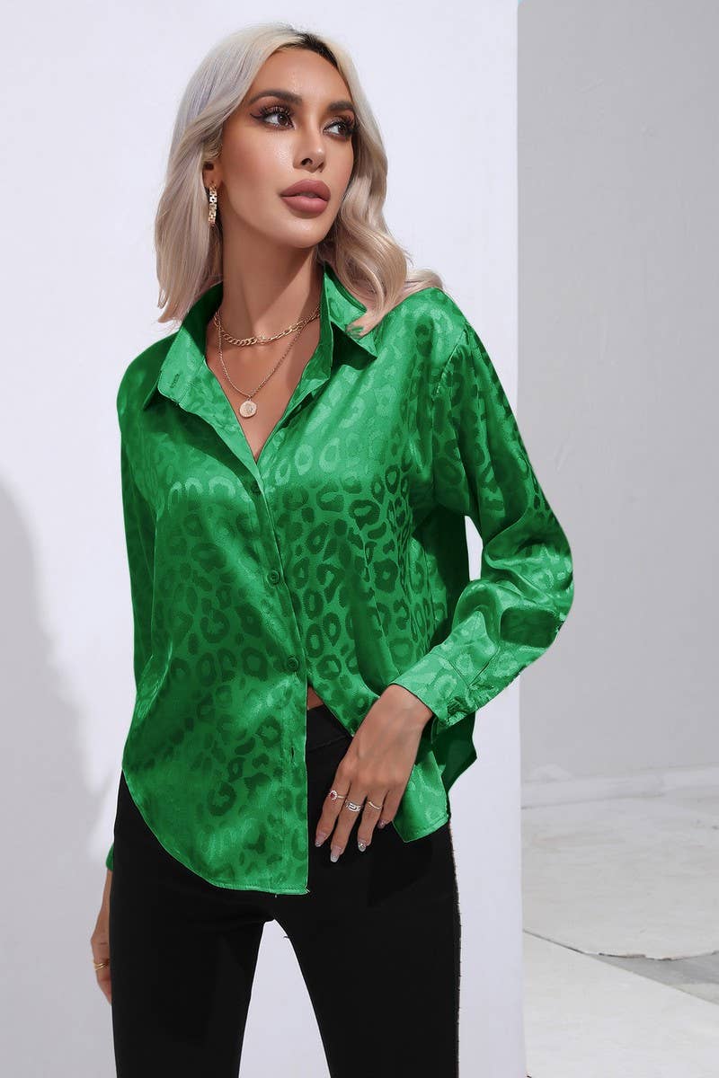CWTBLL0694_Button Down Silky Satin Long Sleeve Top