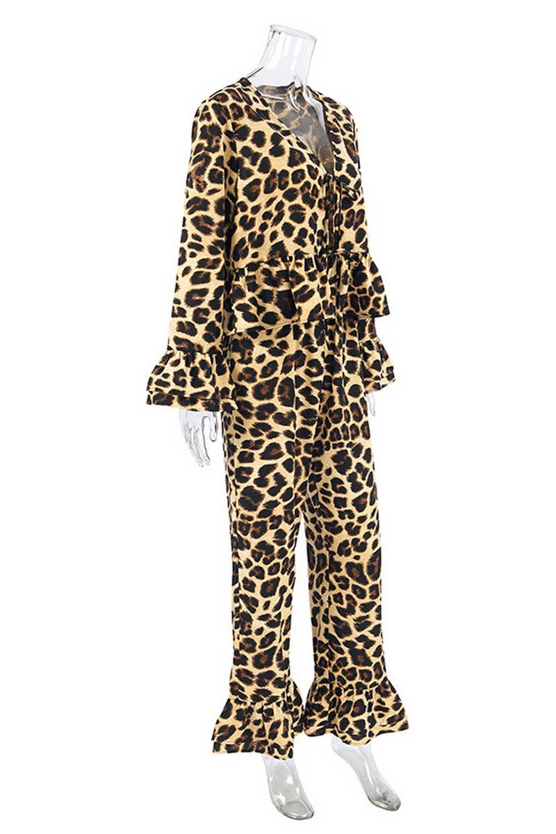 CWSPJ0184_LEOPARD PRINT LOUNGEWEAR PAJAMA SET