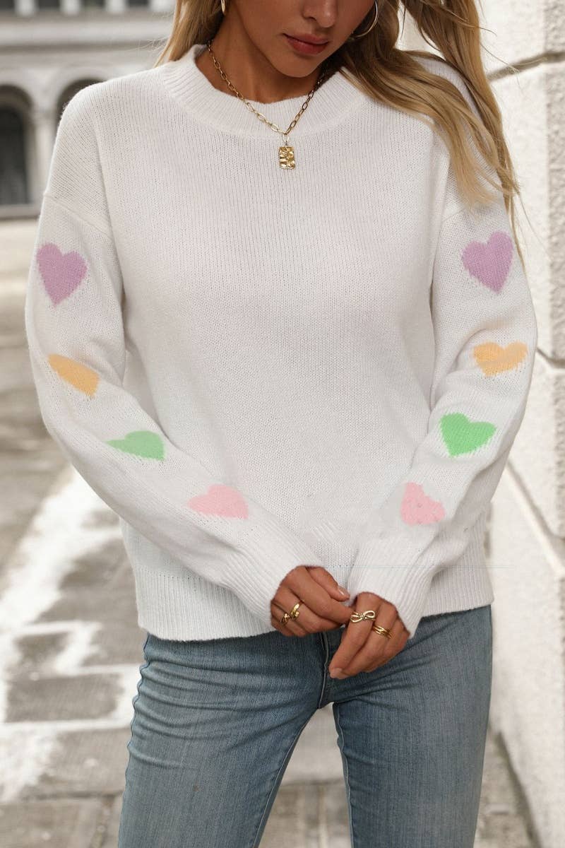 CWOSWL6515_KNITTED LOVE PATCHWORK LONG-SLEEVED SWEATER