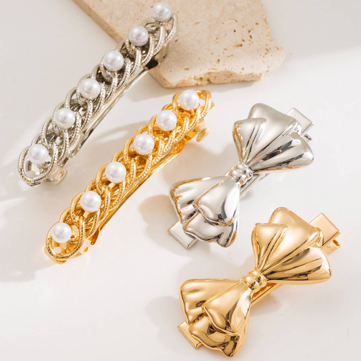 Pearl Bow Spring Hair Clip ??Sweet & Elegant_CWAHA6175