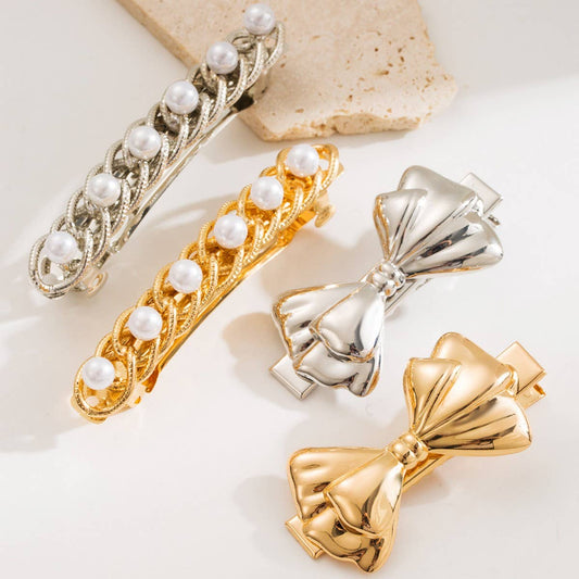 Pearl Bow Spring Hair Clip ??Sweet & Elegant_CWAHA6175