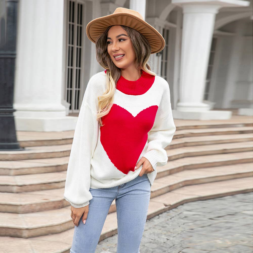 BIG LOVE VALENTINE'S DAY CREW-NECK KNIT PULLOVER