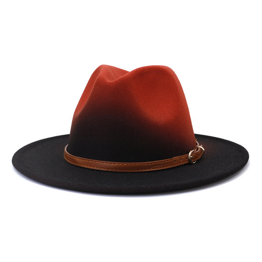 WOMEN WARM COLOR MATCHING BELT PANAMA HAT_CWAH0707