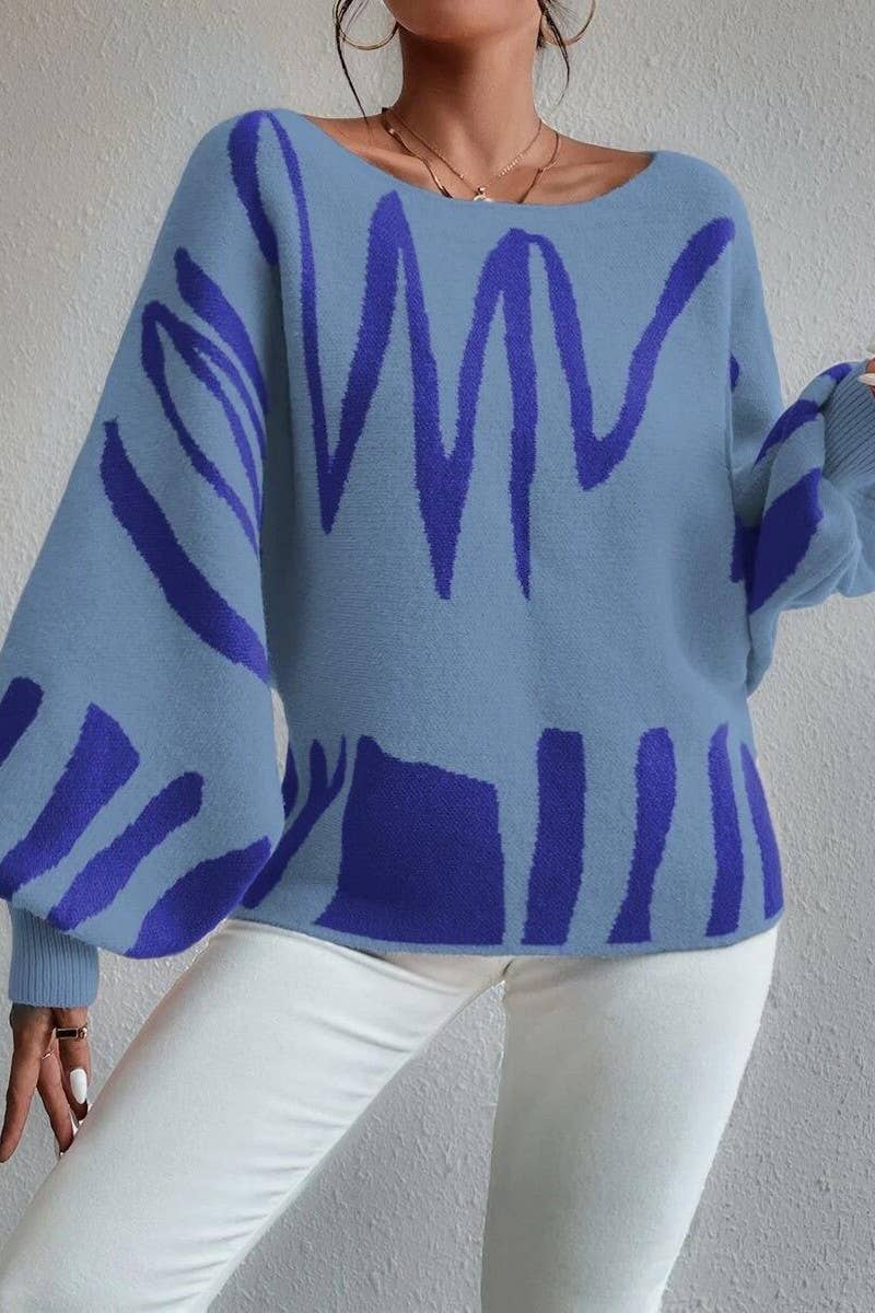 CWOSWL6264_BALLOON SLEEVE LOOSE KNIT PULLOVER SWEATER