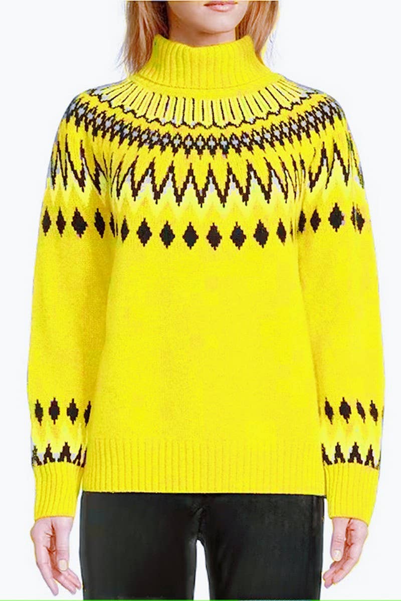 CWOSWL07656_COLORBLOCK TURTLENECK KNITTED PULLOVER SWEATER