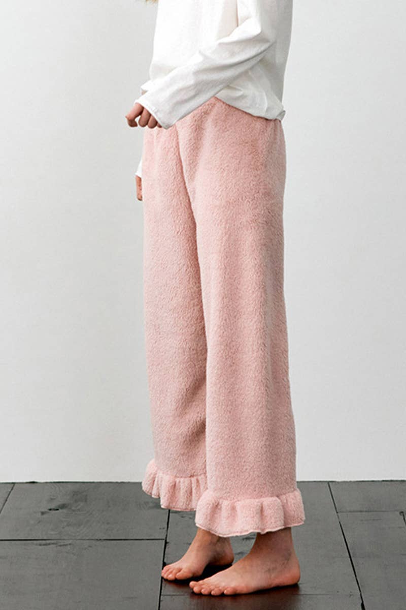 ELASTICATED PAJAMA PANTS WITH FLOUNDERED FEET