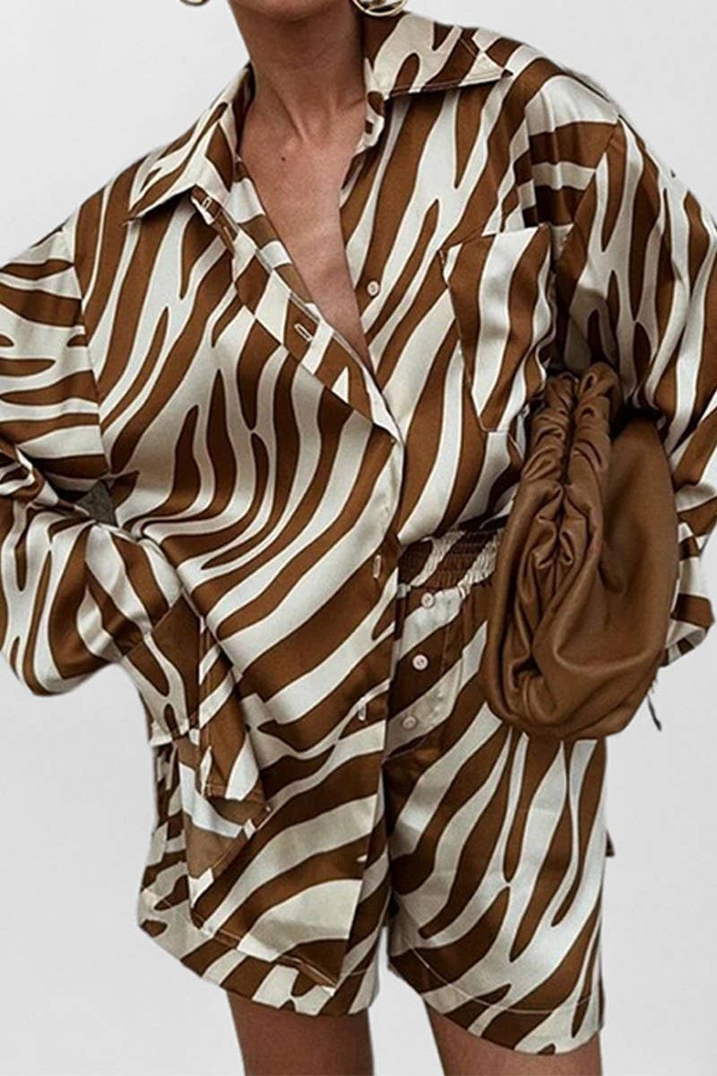 CWSS1250_PRINTED CASUAL SHIRT TWO-PIECE SET