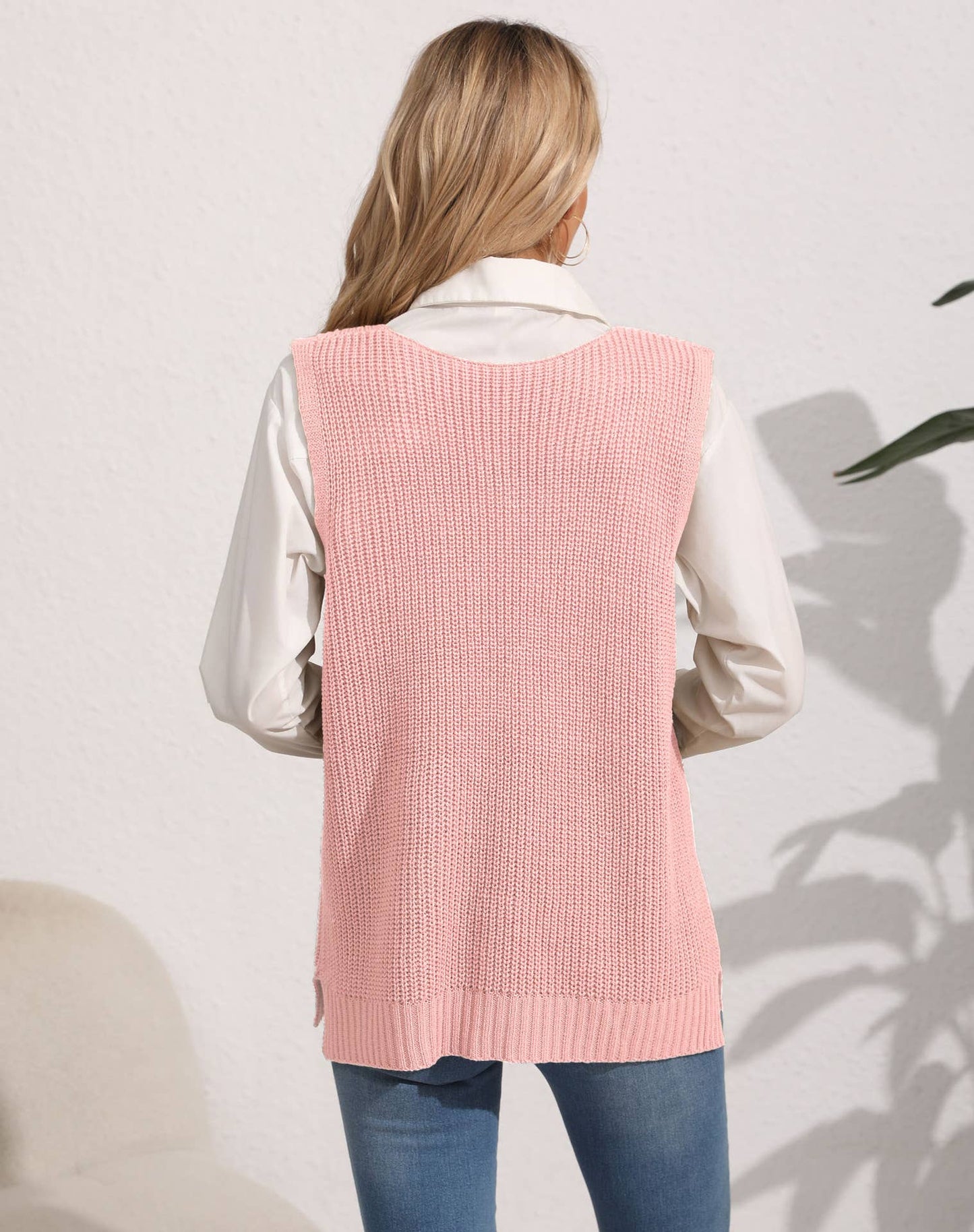 DOUBLE POCKET STITCHING V-NECK WAISTCOAT