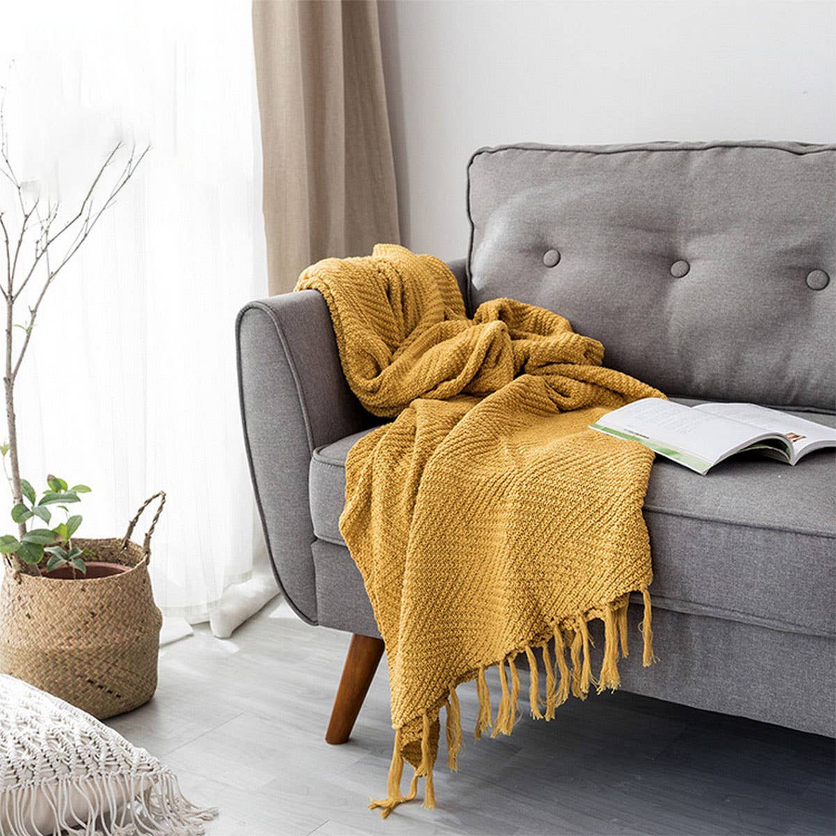 NEW Z-PATTERN SIMPLE COTTON KNITTED THROW BLANKET_CWMM2370