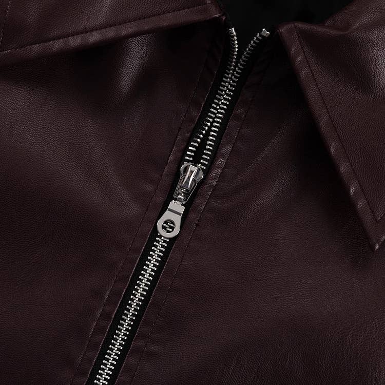 Fashionable zipper motorcycle leather jacket