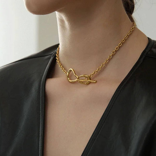 Titanium steel necklace with bow pendant