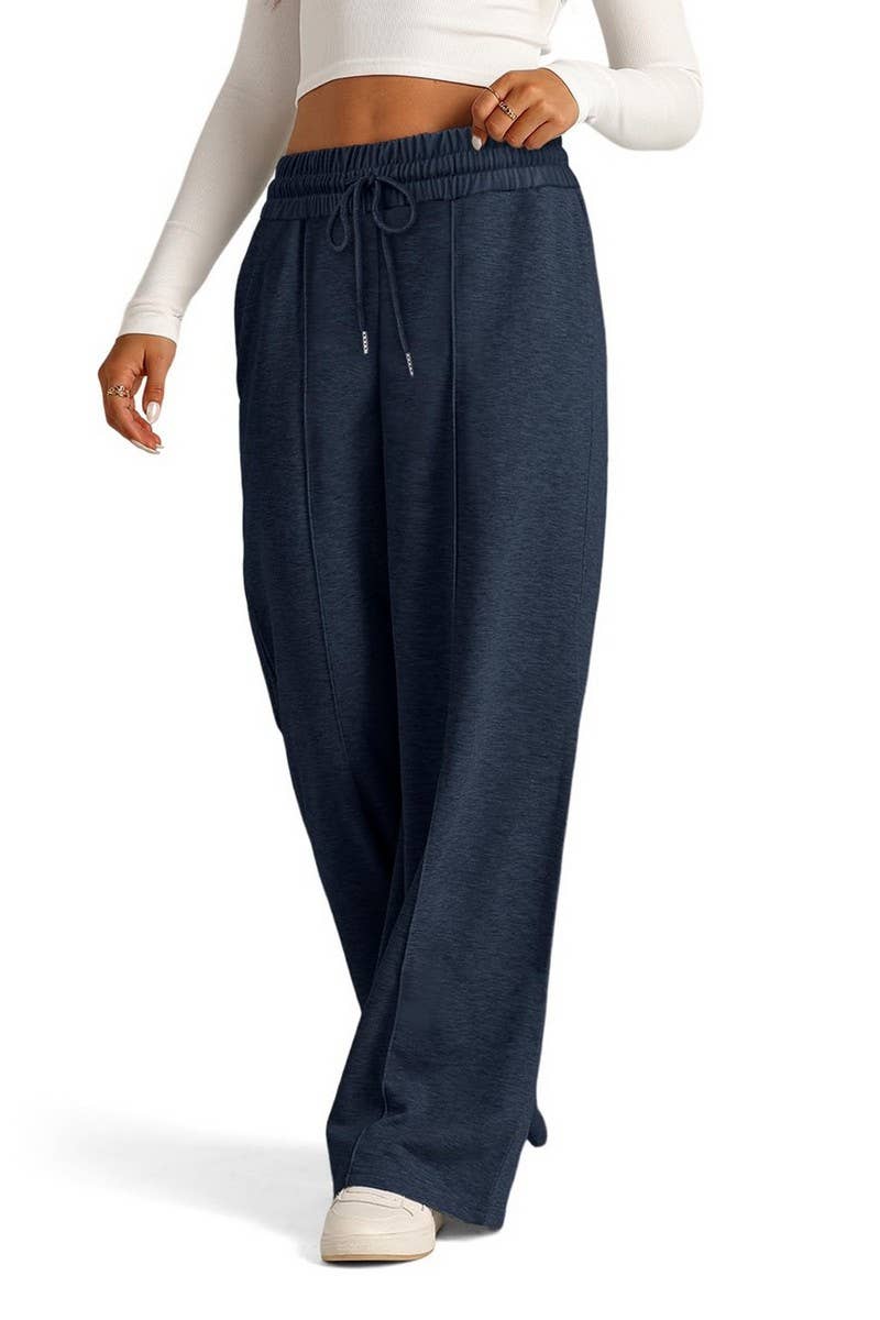 CWBLP01037_TIE WAIST SOLID WIDE LEG CASUAL PANTS