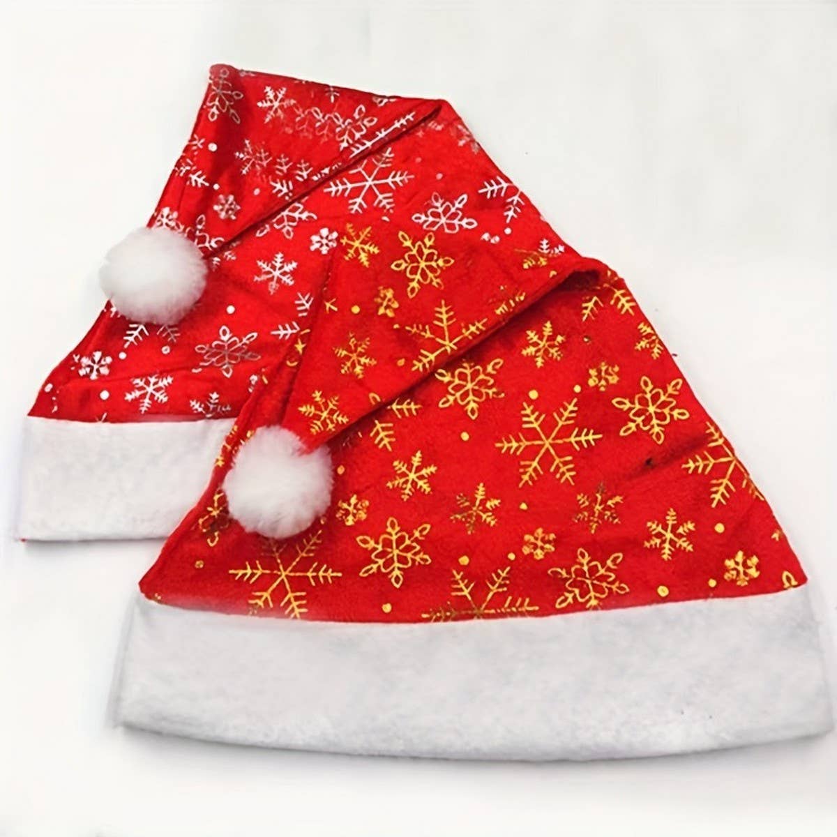 CWAH4081_CHRISTMAS GOLD AND SILVER SNOWFLAKE SANTA HAT