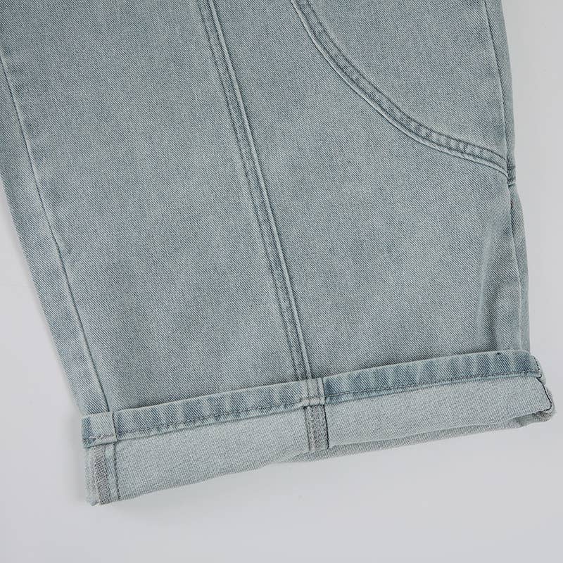 Deconstructed casual loose wide-leg jeans