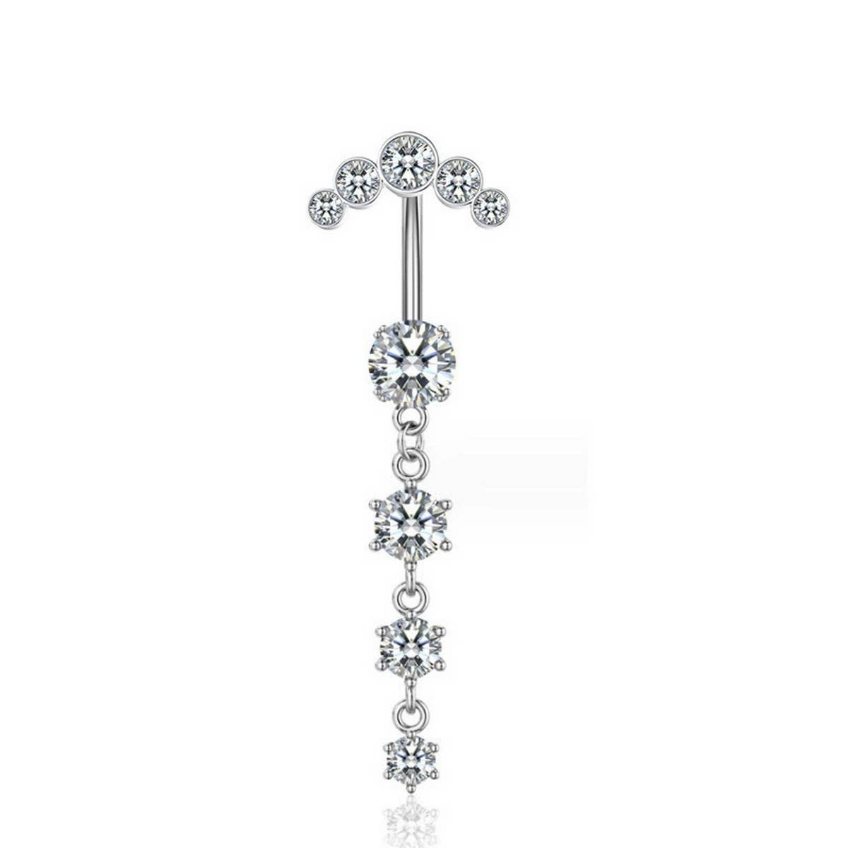 Cute CZ Navel Ring ? Heart & Butterfly Design
