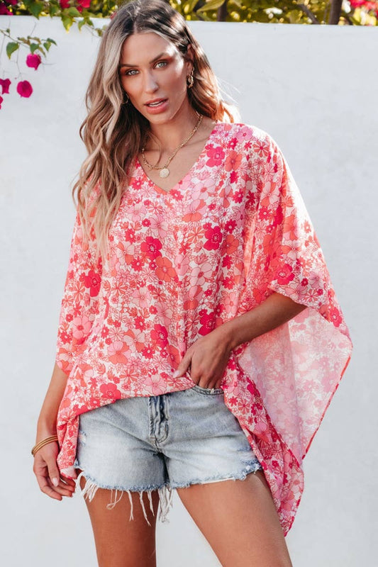 CWTBLL1159_V-NECK MID-LONG SLEEVE FLORAL PRINT TOP