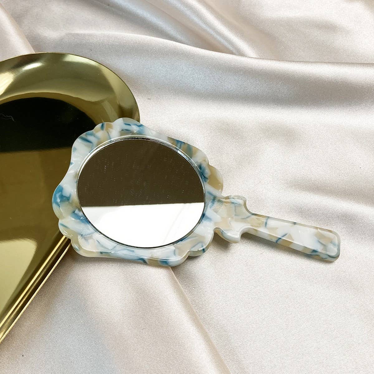 Geometric Acetate Handheld Makeup Mirror, Compact
