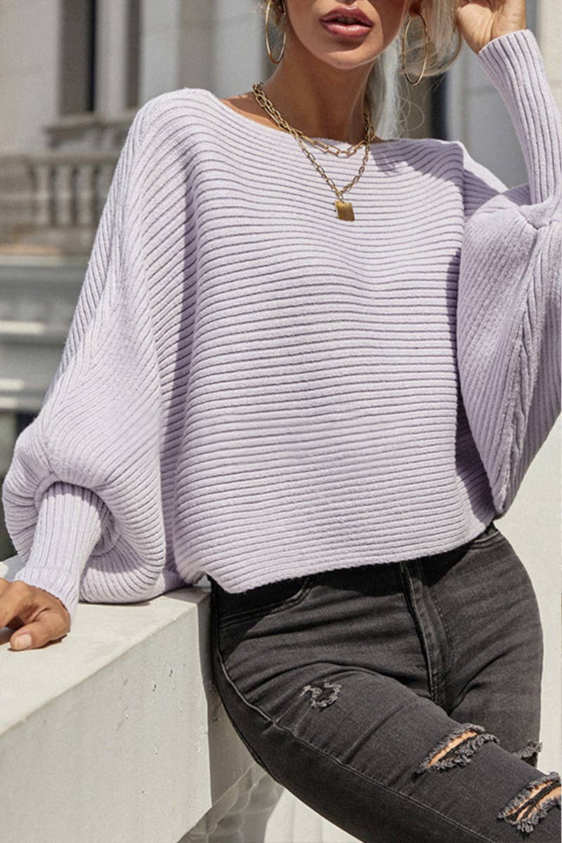 CWTTL1072 Oversized Long Sleeve Crew Neck Pullover Sweater