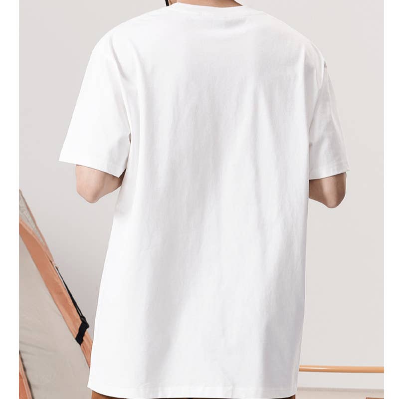 CWTTS0953_BLACK AND WHITE BEAR PRINT LOOSE CASUAL T SHIRT