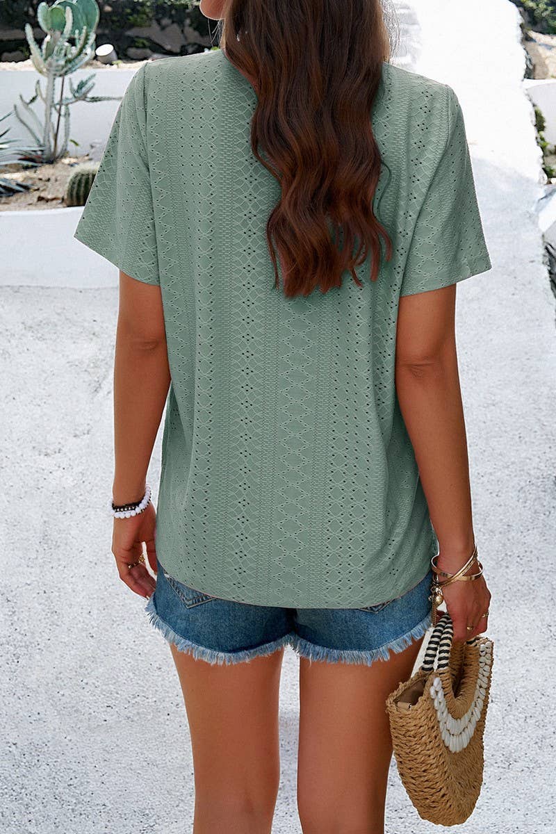 CWTSTS0127_V-Neck Short Sleeve Top