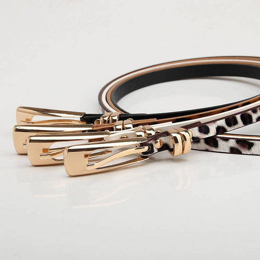 CLASSIC SIMPLE ALLOY BUCKLE LEOPARD THIN BELTS_CWABE0399