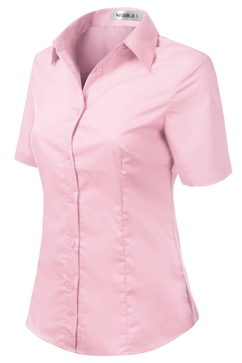 CWTSTS118-P_Slim Classic Short Sleeve Bttn Down Collar Shirt