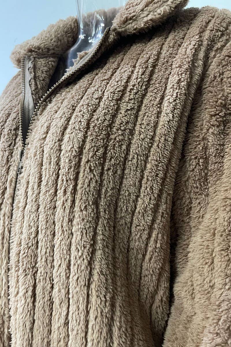 CWOCO00209_PLUSH CARDIGAN LAPEL SHORT COAT