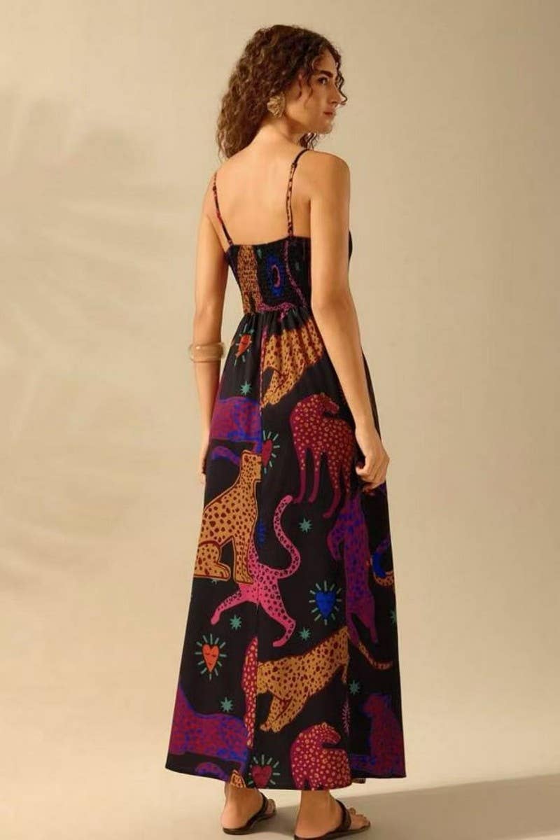 CWDMD5837_FLORAL PRINT STRAPPY BOHO VACATION DRESS